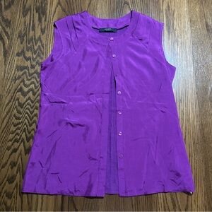 Weekend / Max Mara purple 100% silk tank top button‎ down. Luxury material